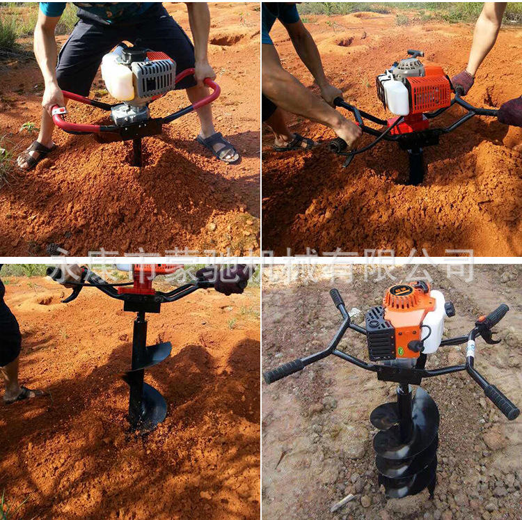 蒙驰 汽油52cc单人挖坑机地钻挖土多功能移苗树木种植机电杆打洞