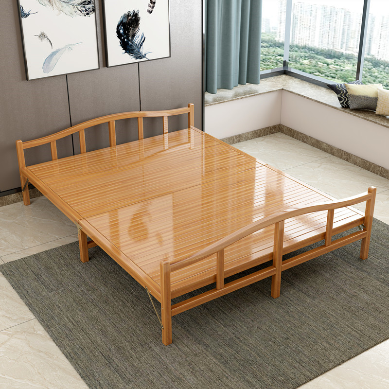 竹床可折叠床双人单人家用竹木行军竹子简易1.2午休午睡凉床1.5米